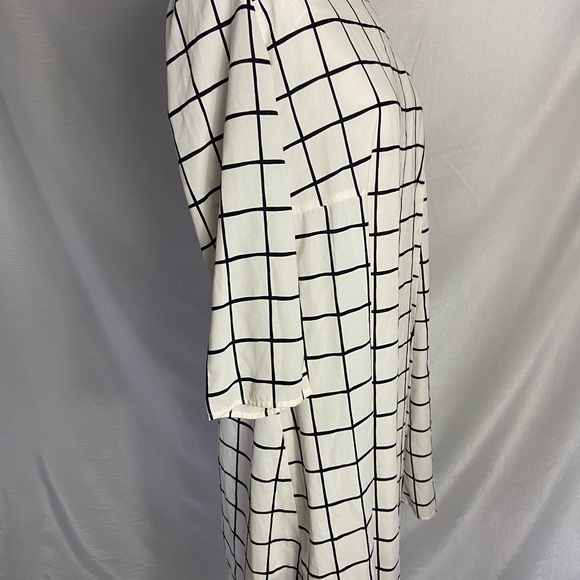 "COLLECTIVE CONCEPTS" WHITE/BLACK PLAID CAREER CASUAL MIDI DRESS 👗 - Picture 5 of 7